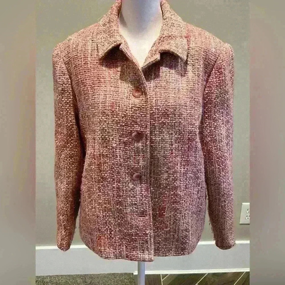 BRIGGS size Medium petite Pink tweed Jacket - Picture 1 of 6